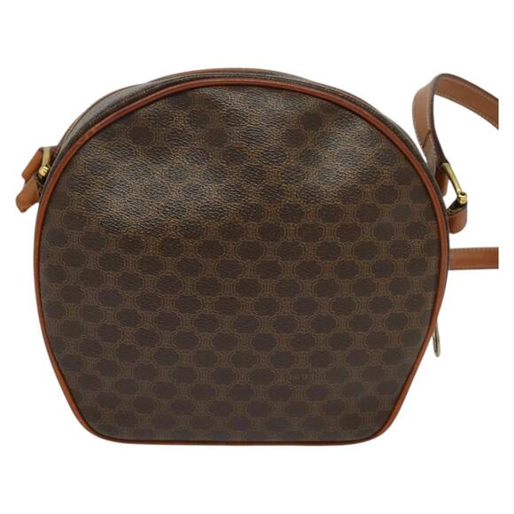 CELINE Macadam Canvas Shoulder Bag Pvc Leather Brown Gold - Picture 3 of 13